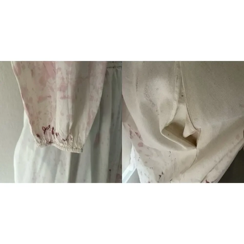 TEXTILE ELIZABETH & JAMES Peasant Dress Splatter Bone/Maroon SzM Cottage Prairie